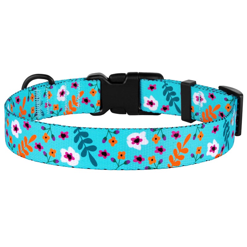 CollarDirect Nylon Dog Collar Floral Pattern Aquamarine 12-16 inch - Image 3